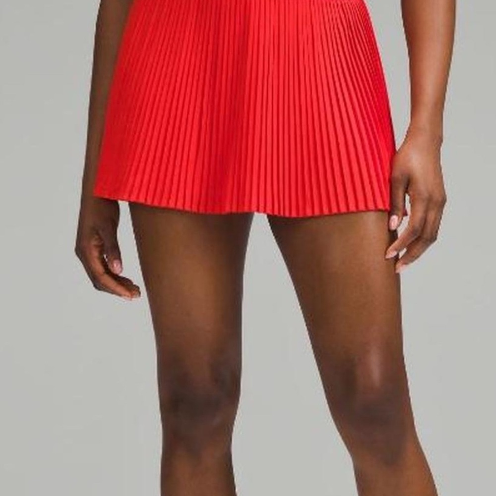 Red Pleated Lululemon Mini Skirt